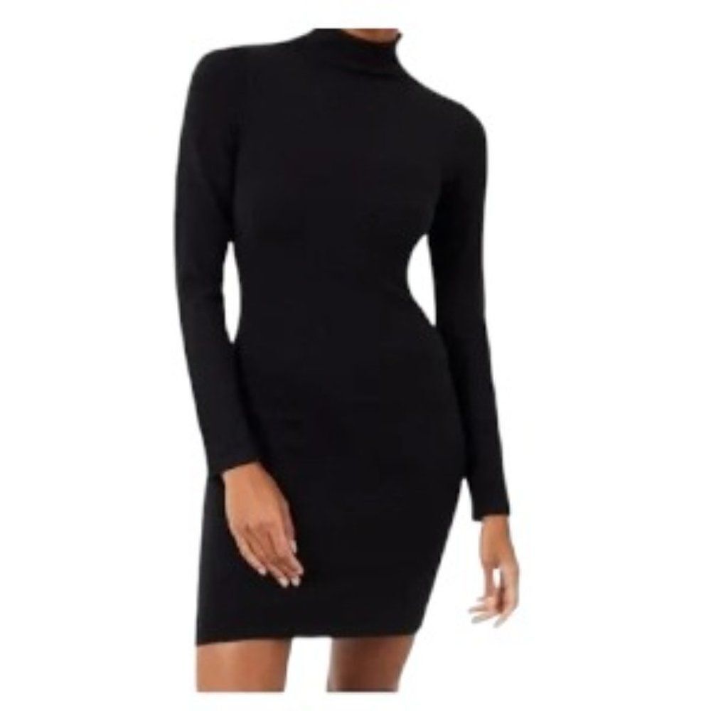 French Connection Roll Neck Sweater Dress Black Large 78TTD NWT